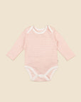 Comfy Baby Long Sleeve Bodysuit - Heather Pink stripes Lūmmi in Colour™ Babywear