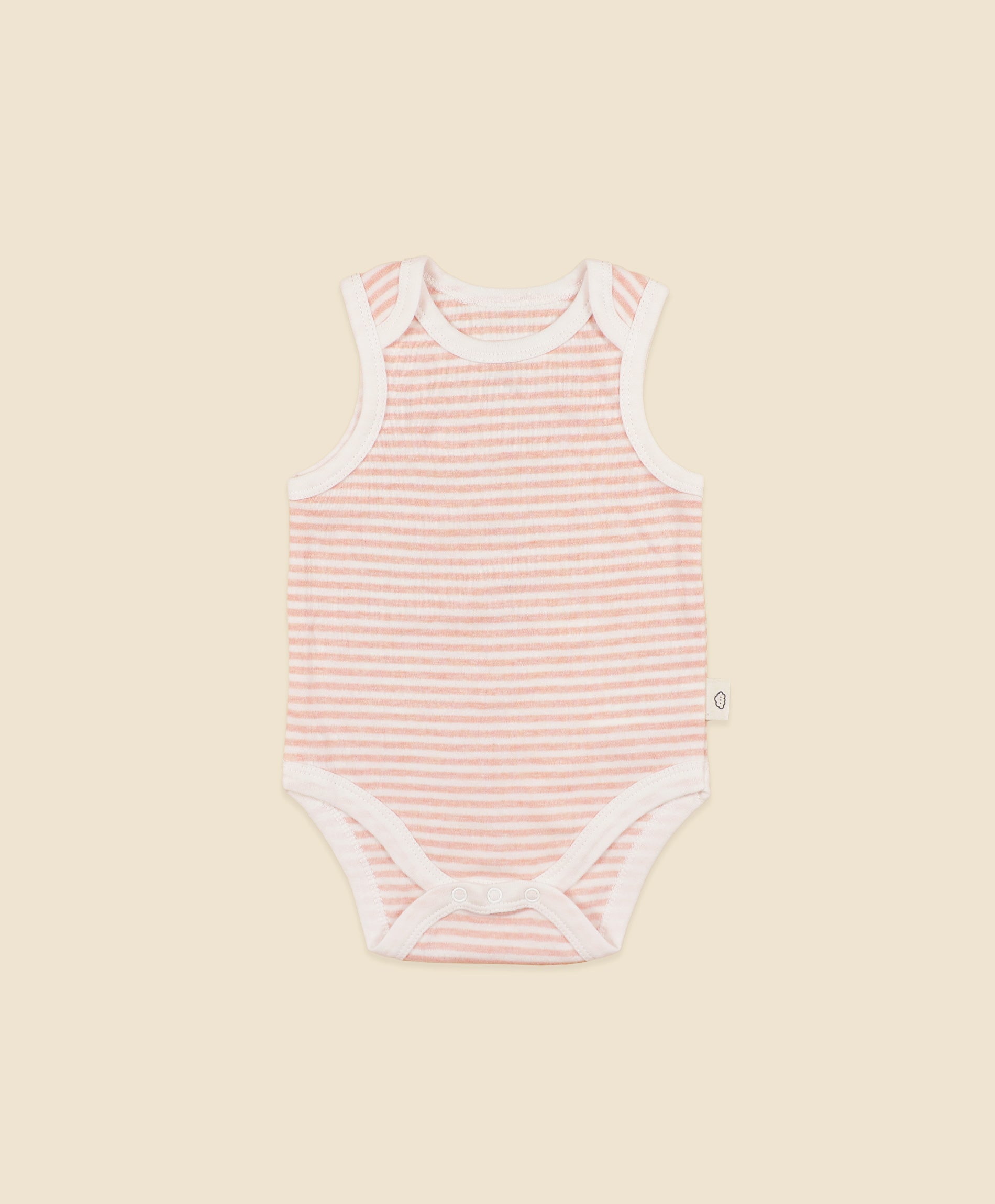 Comfy Baby Singlet Bodysuit - Heather Pink stripes Lūmmi in Colour™ Babywear