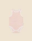 Comfy Baby Singlet Bodysuit - Heather Pink stripes Lūmmi in Colour™ Babywear
