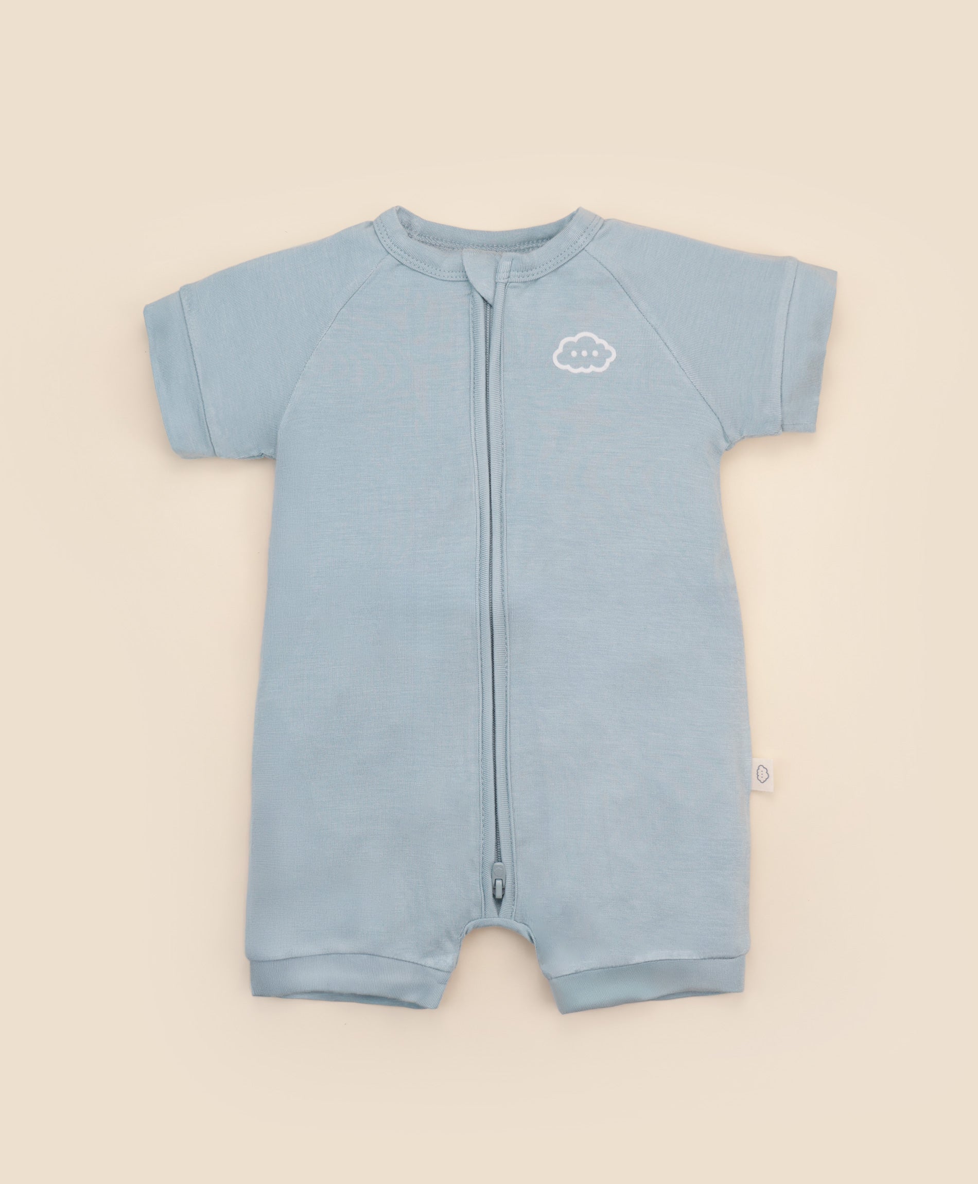 Bamboo zip romper - Dusk blue