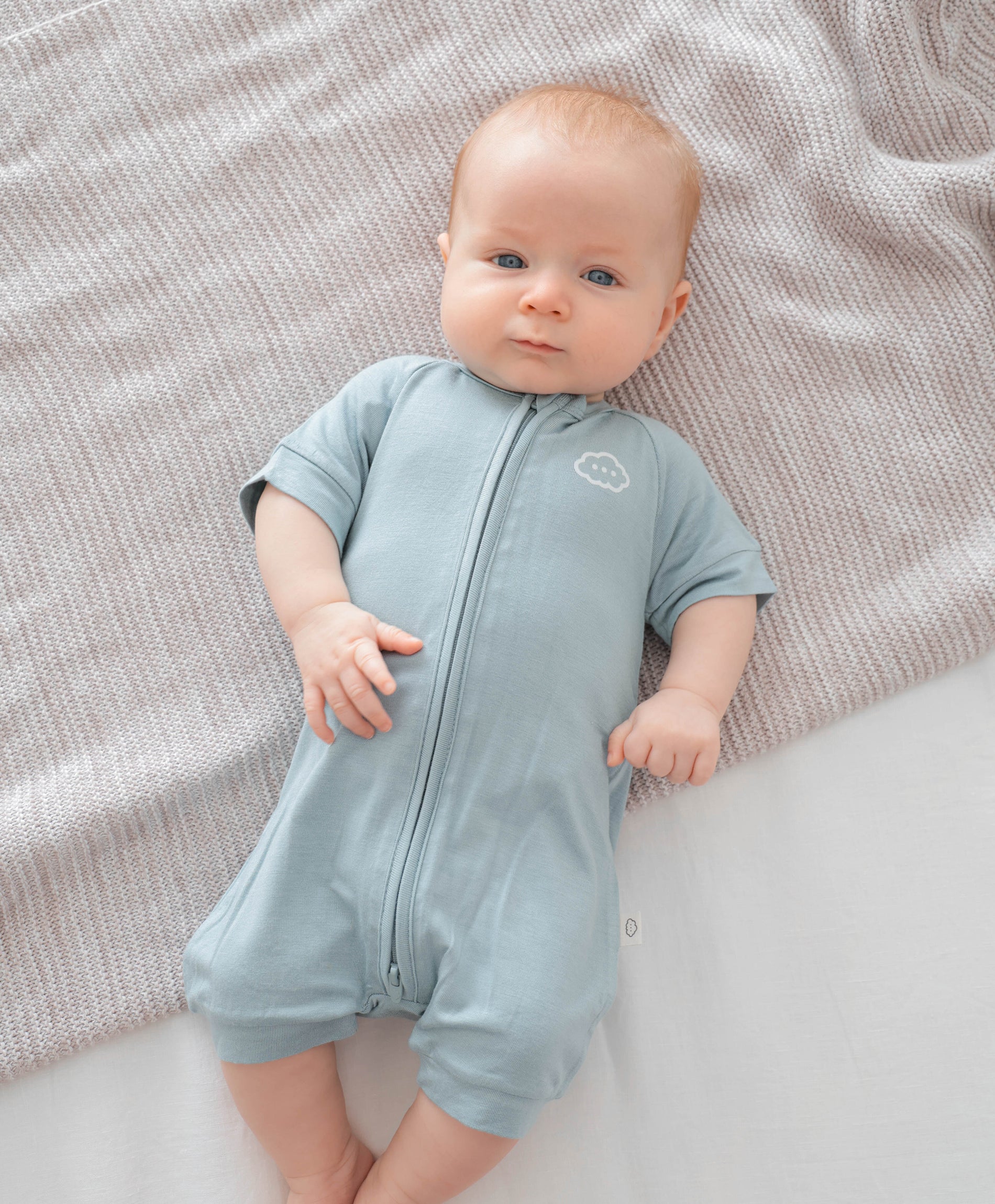 Bamboo zip romper - Dusk blue