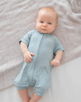 Bamboo zip romper - Dusk blue