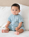Bamboo zip romper - Dusk blue