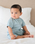 Bamboo zip romper - Dusk blue