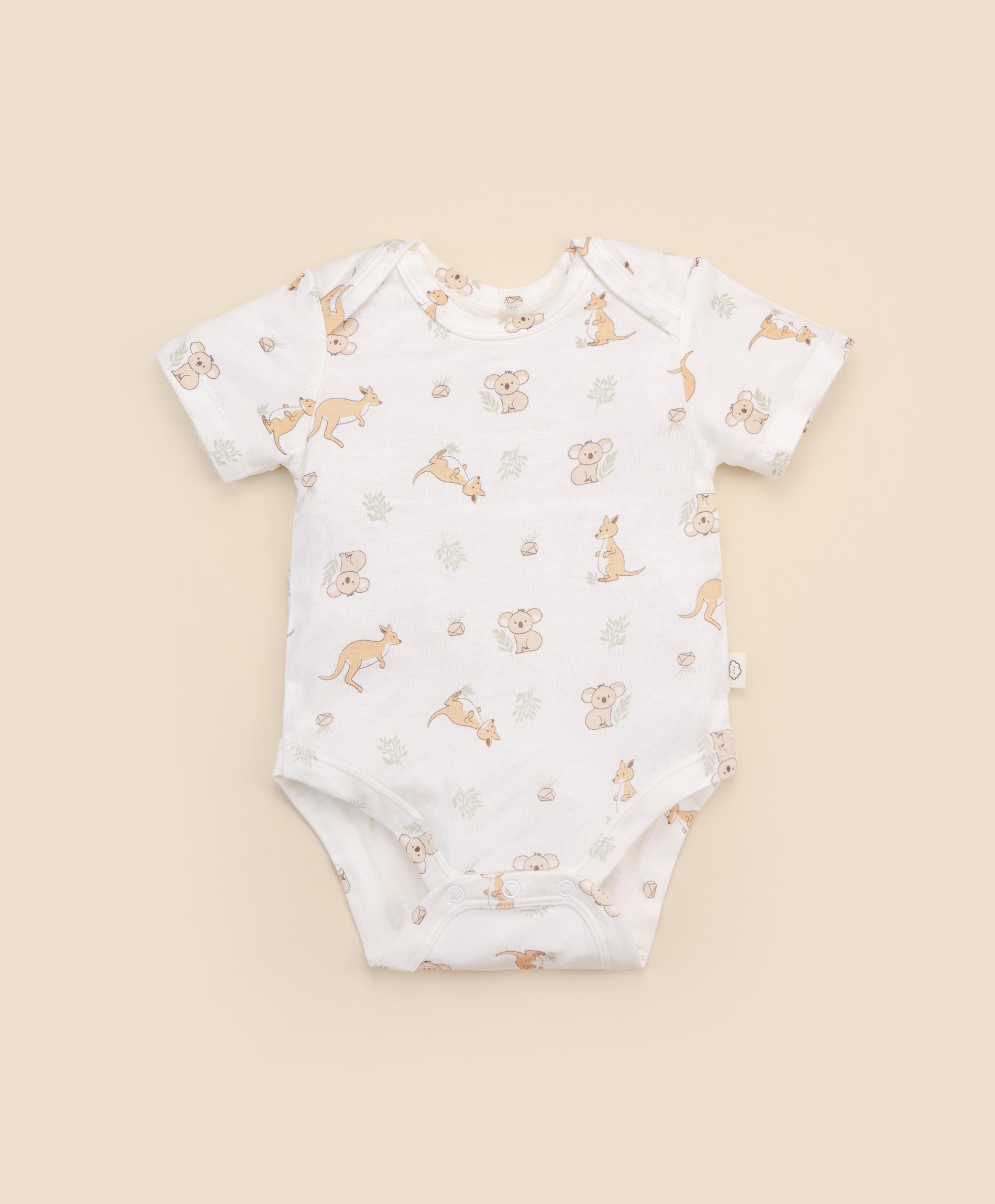 Bamboo short sleeve bodysuit - Kangaroo & Koala
