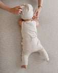 Comfy baby singlet bodysuit - Oat stripes Lummi in Colour Babywear