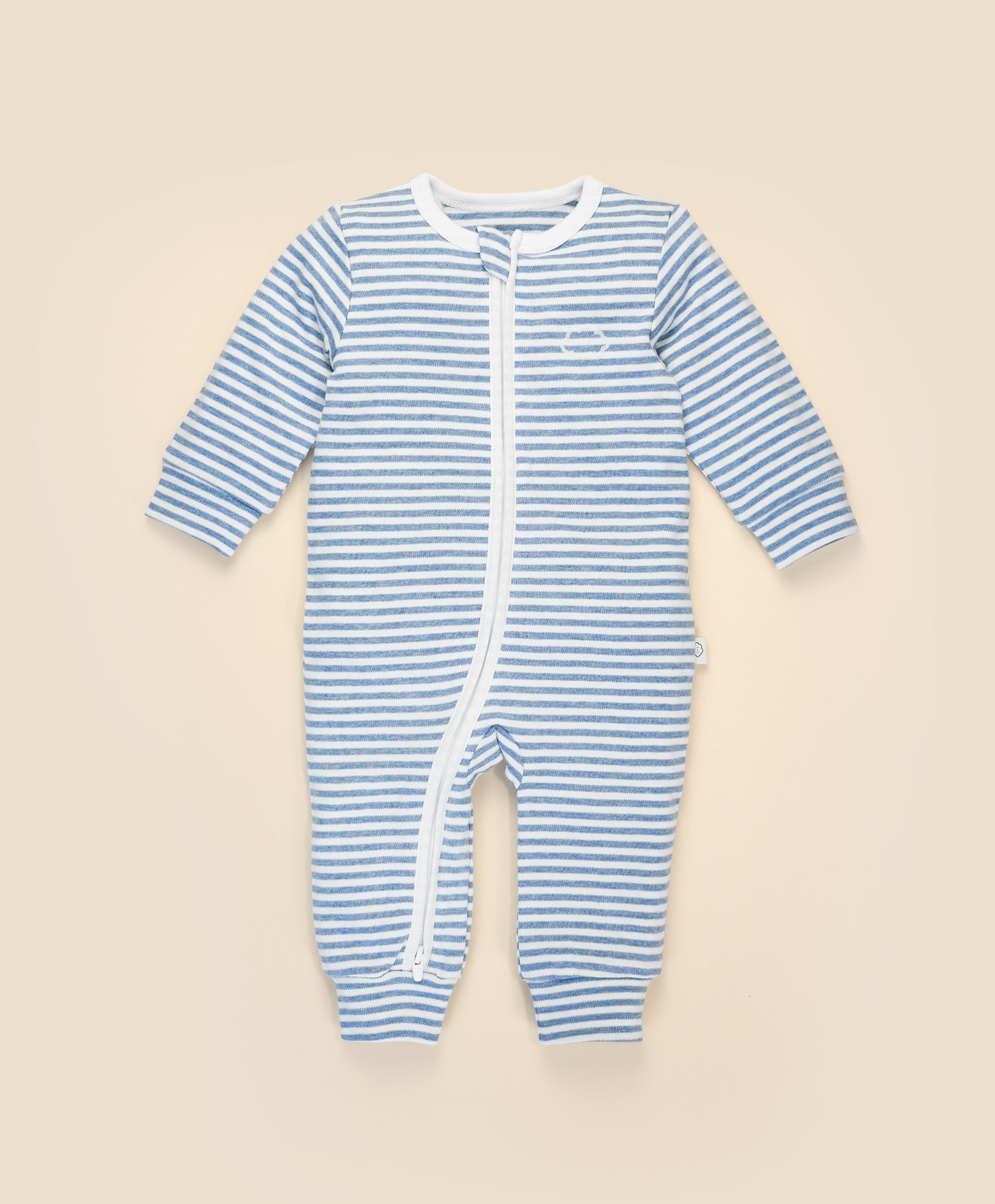 Comfy Baby Zip Growsuit - Blue stripes Lummi in Colour Babywear
