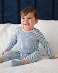 Comfy baby long sleeve bodysuit - Blue stripes Lummi in Colour Babywear
