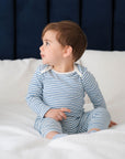 Comfy baby long sleeve bodysuit - Blue stripes Lummi in Colour Babywear