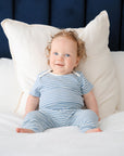 Comfy baby short sleeve bodysuit - Blue stripes Lummi in Colour Babywear
