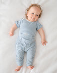 Comfy baby short sleeve bodysuit - Blue stripes Lummi in Colour Babywear