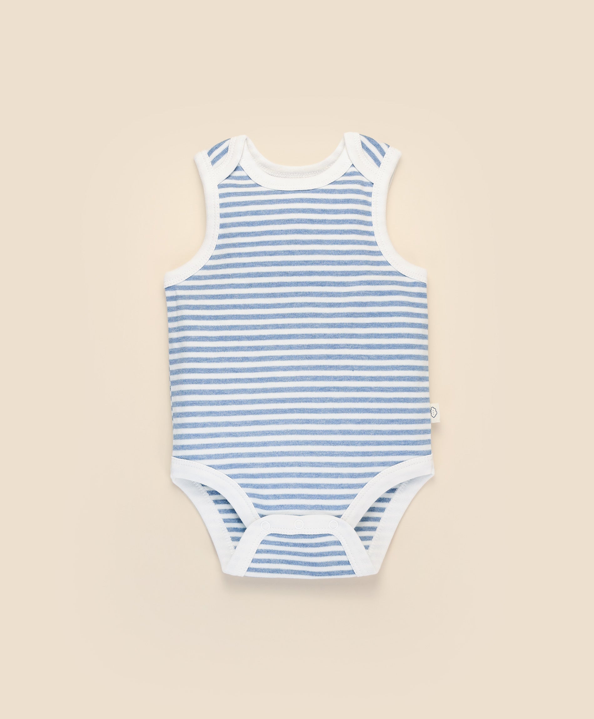 Comfy baby singlet bodysuit - Blue stripes Lummi in Colour Babywear