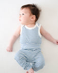 Comfy baby singlet bodysuit - Blue stripes Lummi in Colour Babywear