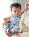 Comfy baby singlet bodysuit - Blue stripes Lummi in Colour Babywear