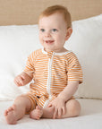 Comfy baby zip romper - Caramel stripes Lummi in Colour Babywear