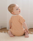 Comfy baby zip romper - Caramel stripes Lummi in Colour Babywear
