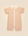 Comfy baby zip romper - Caramel stripes Lummi in Colour Babywear