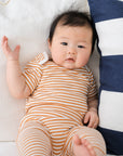 Comfy baby short sleeve bodysuit - Caramel stripes Lummi in Colour Babywear