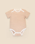 Comfy baby short sleeve bodysuit - Caramel stripes Lummi in Colour Babywear