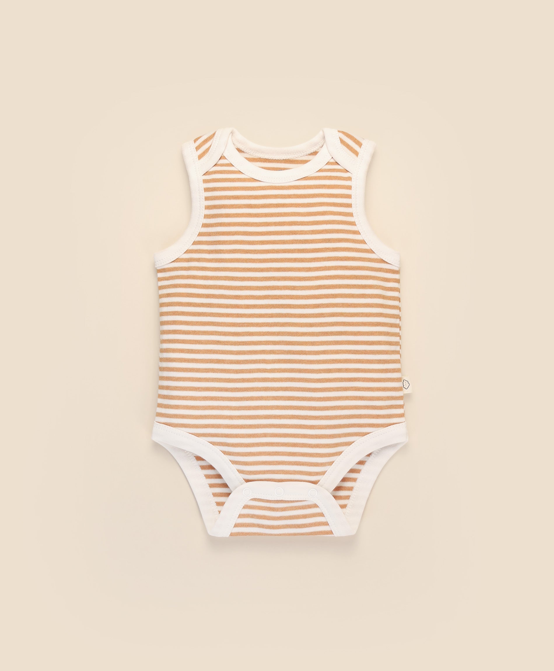 Comfy baby singlet bodysuit - Caramel stripes Lummi in Colour Babywear
