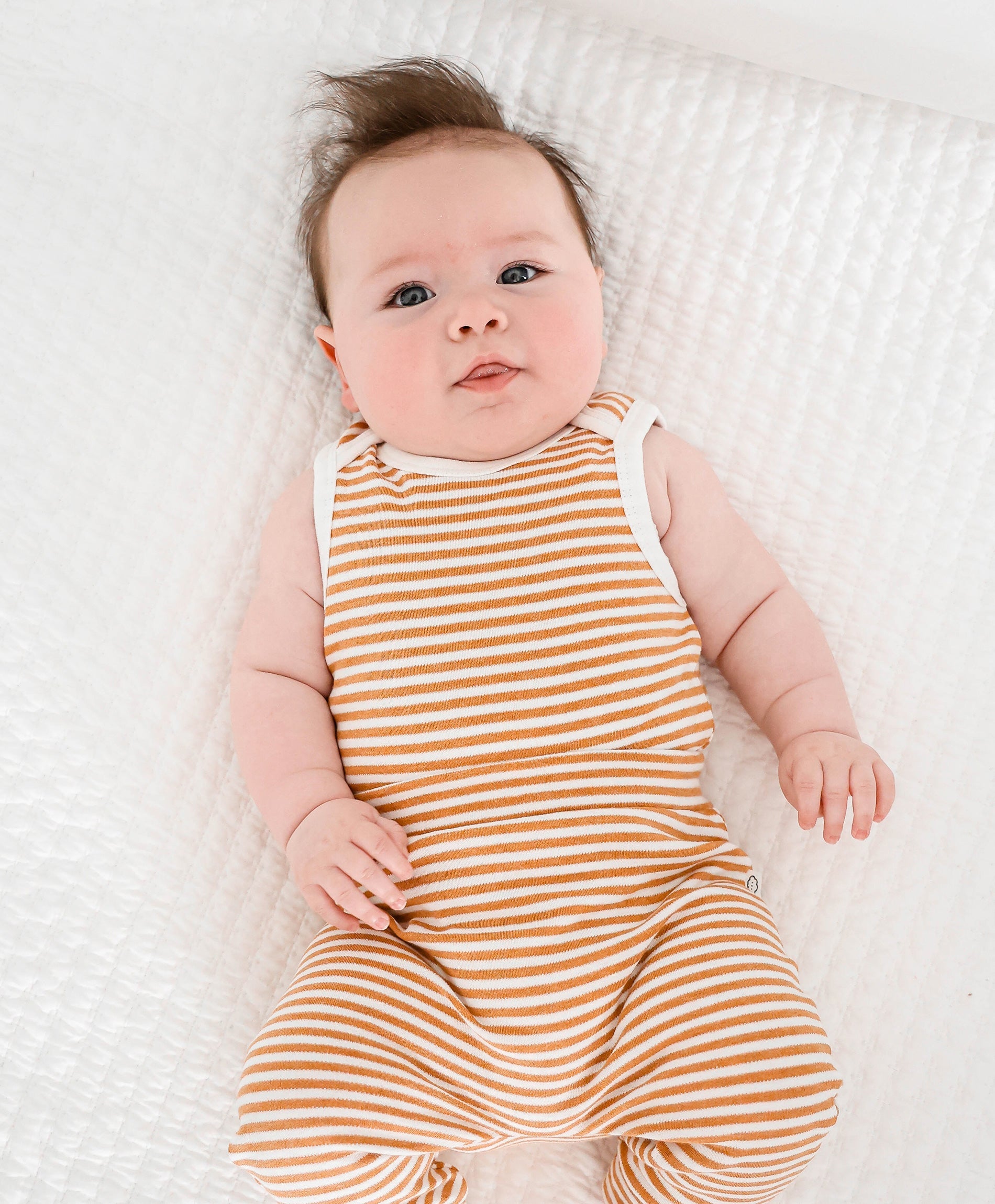Comfy baby singlet bodysuit - Caramel stripes Lummi in Colour Babywear