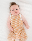 Comfy baby singlet bodysuit - Caramel stripes Lummi in Colour Babywear