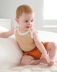 Comfy baby singlet bodysuit - Caramel stripes Lummi in Colour Babywear