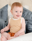 Comfy baby singlet bodysuit - Caramel stripes Lummi in Colour Babywear