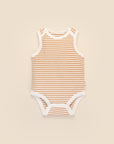 Comfy baby singlet bodysuit - Caramel stripes Lummi in Colour Babywear