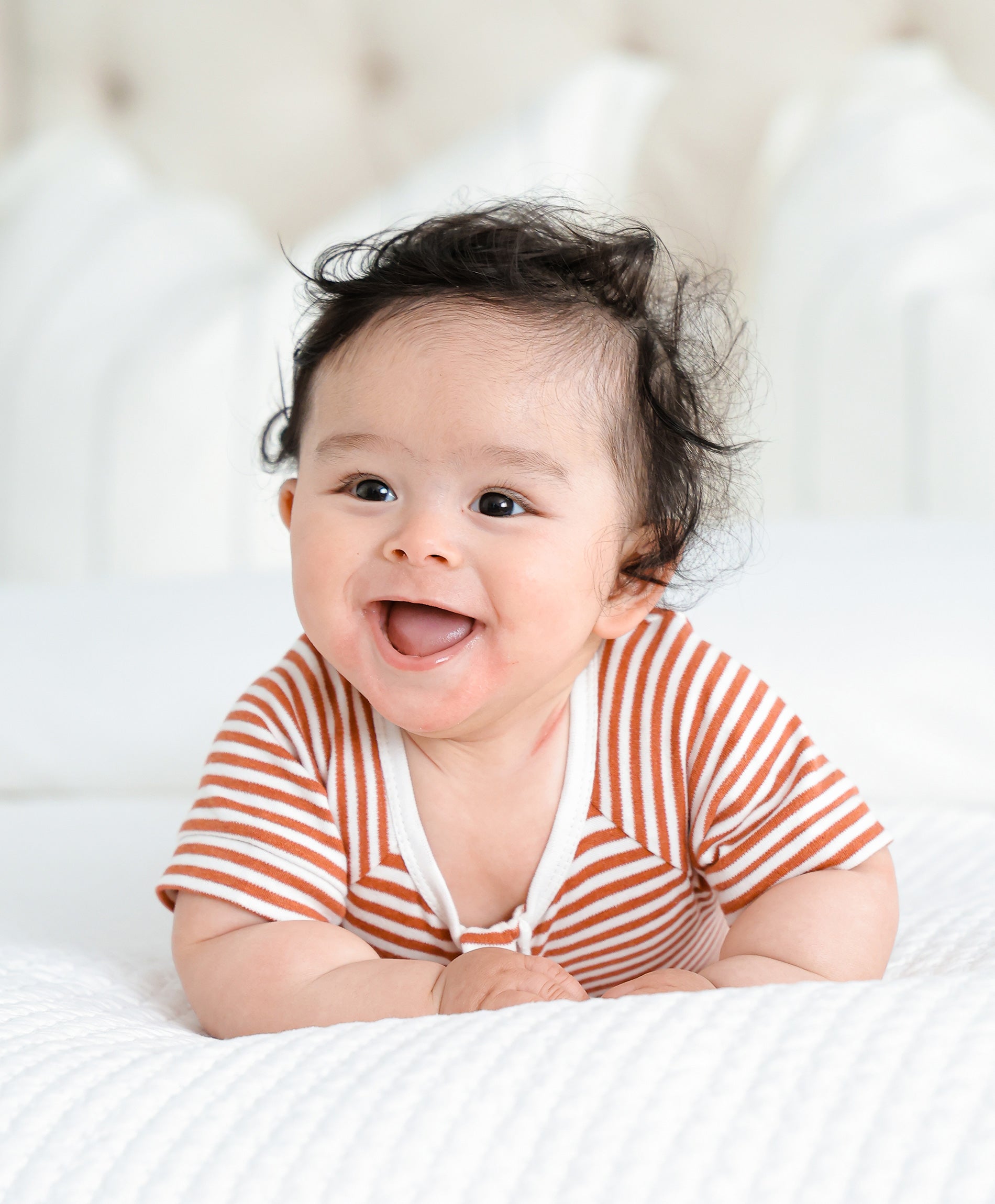 Comfy baby zip romper - Chestnut stripes Lummi in Colour Babywear