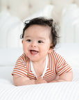 Comfy baby zip romper - Chestnut stripes Lummi in Colour Babywear