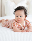 Comfy baby zip romper - Chestnut stripes Lummi in Colour Babywear