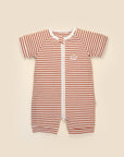 Comfy baby zip romper - Chestnut stripes Lummi in Colour Babywear