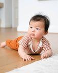 Comfy baby short sleeve bodysuit - Chestnut stripes Lummi in Colour Babywear