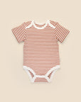 Comfy baby short sleeve bodysuit - Chestnut stripes Lummi in Colour Babywear