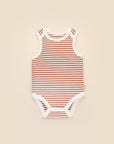 Comfy baby singlet bodysuit - Chestnut stripes Lummi in Colour Babywear