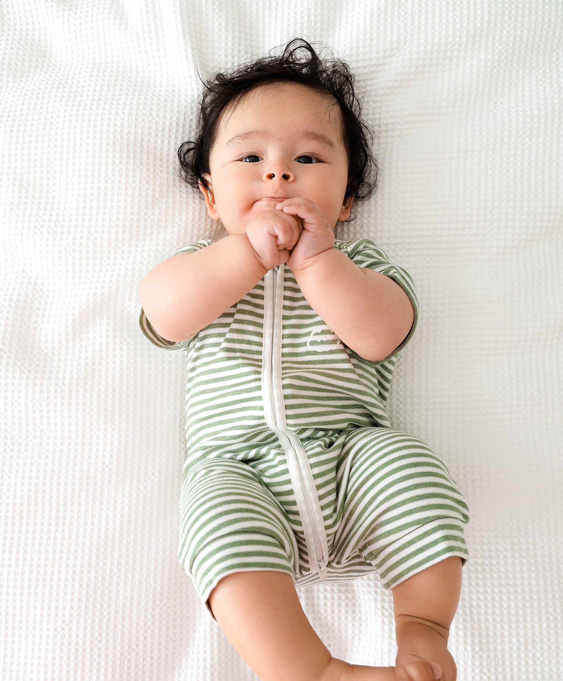Comfy baby zip romper - Forest stripes Lummi in Colour Babywear