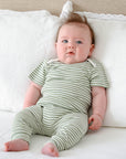 Comfy baby short sleeve bodysuit - Forest stripes Lummi in Colour Babywear