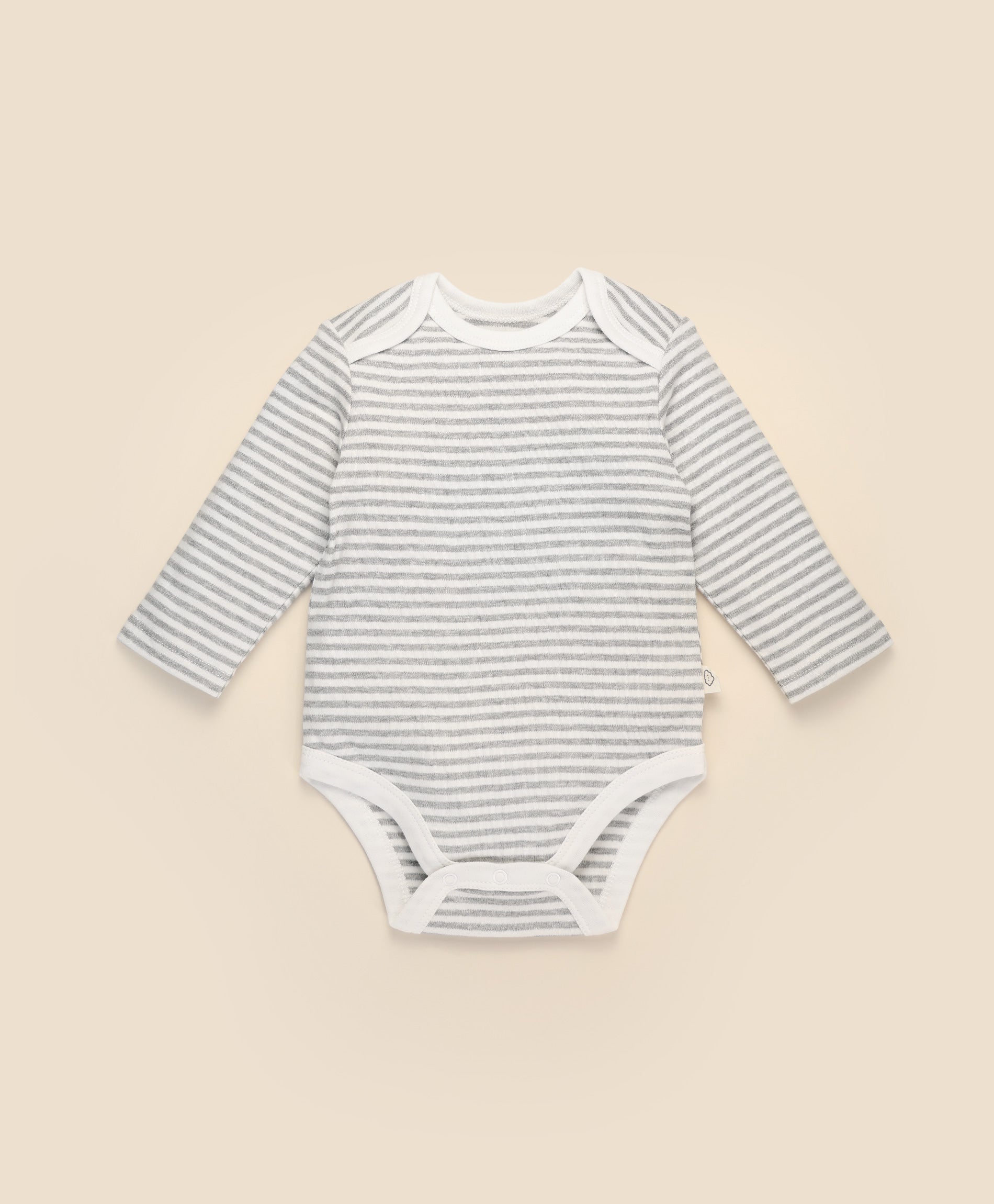 Comfy baby long sleeve bodysuit - Grey stripes Lummi in Colour Babywear