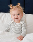 Comfy baby long sleeve bodysuit - Grey stripes Lummi in Colour Babywear