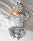 Comfy baby long sleeve bodysuit - Grey stripes Lummi in Colour Babywear