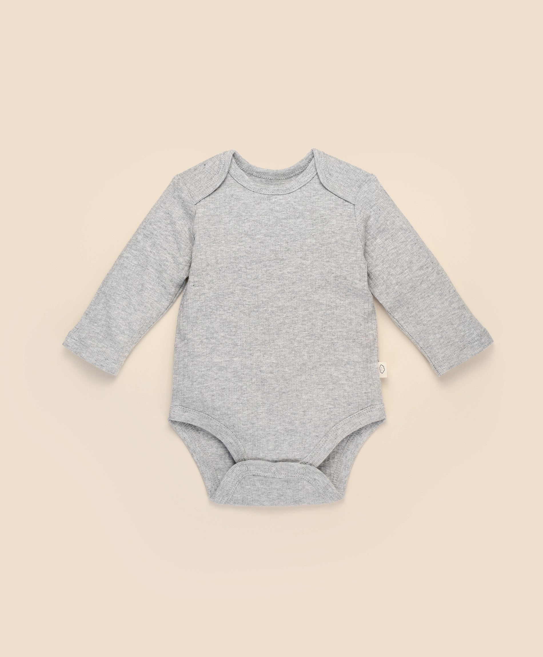Comfy baby long sleeve bodysuit - Heather grey Lummi in Colour Babywear