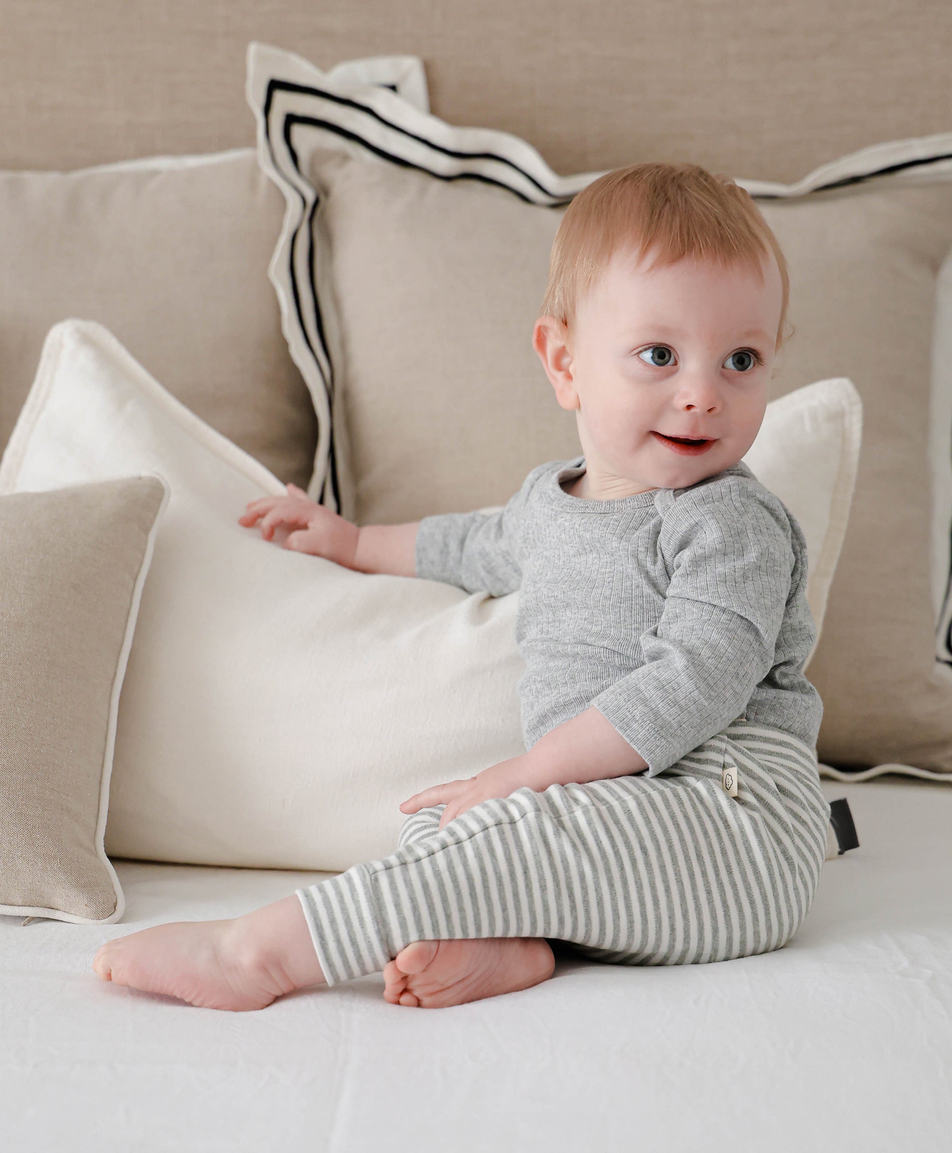 Comfy Baby Leggings - Grey stripes Lummi in Colour Babywear