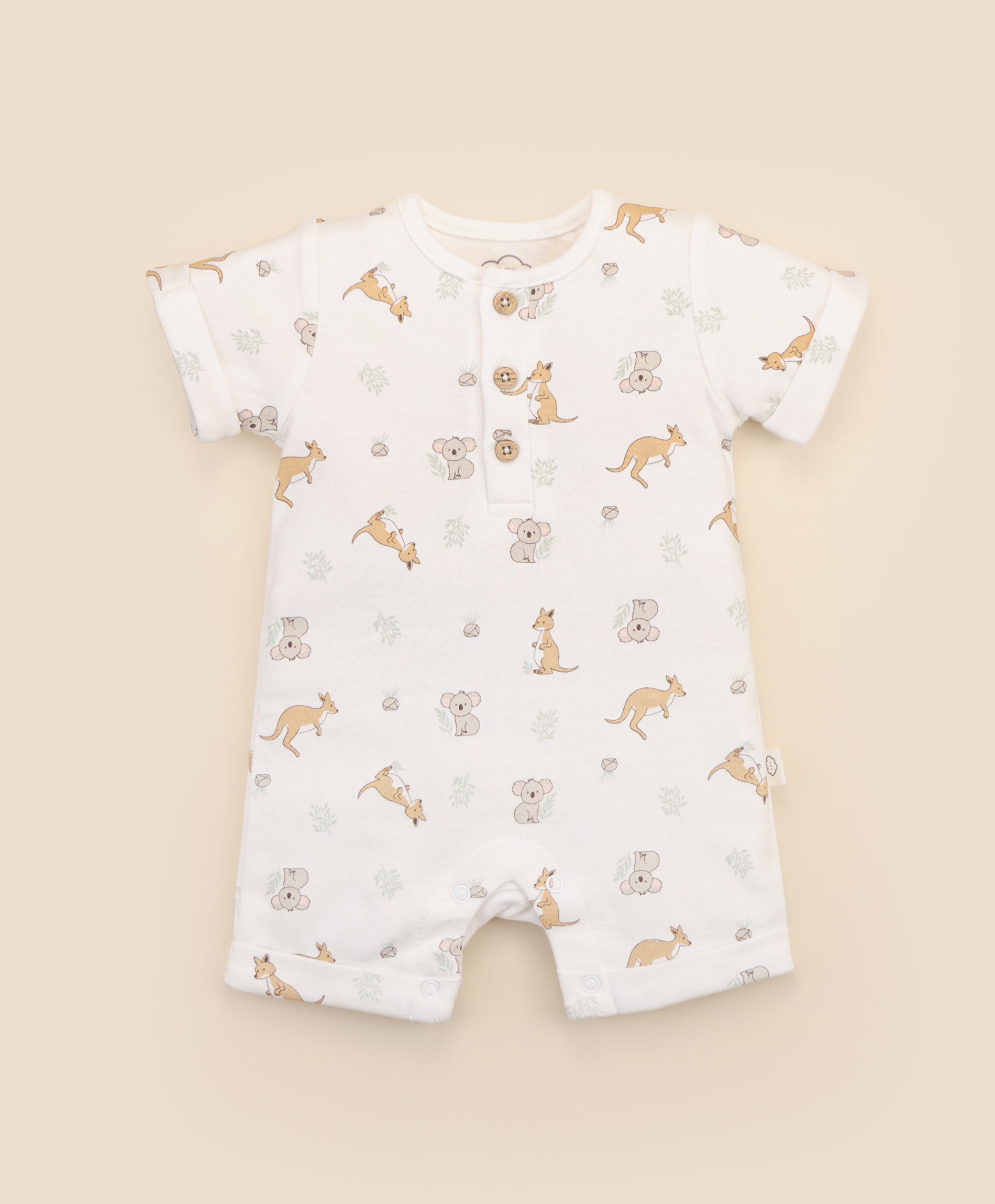Comfy baby zip romper - Kangaroo & Koala
