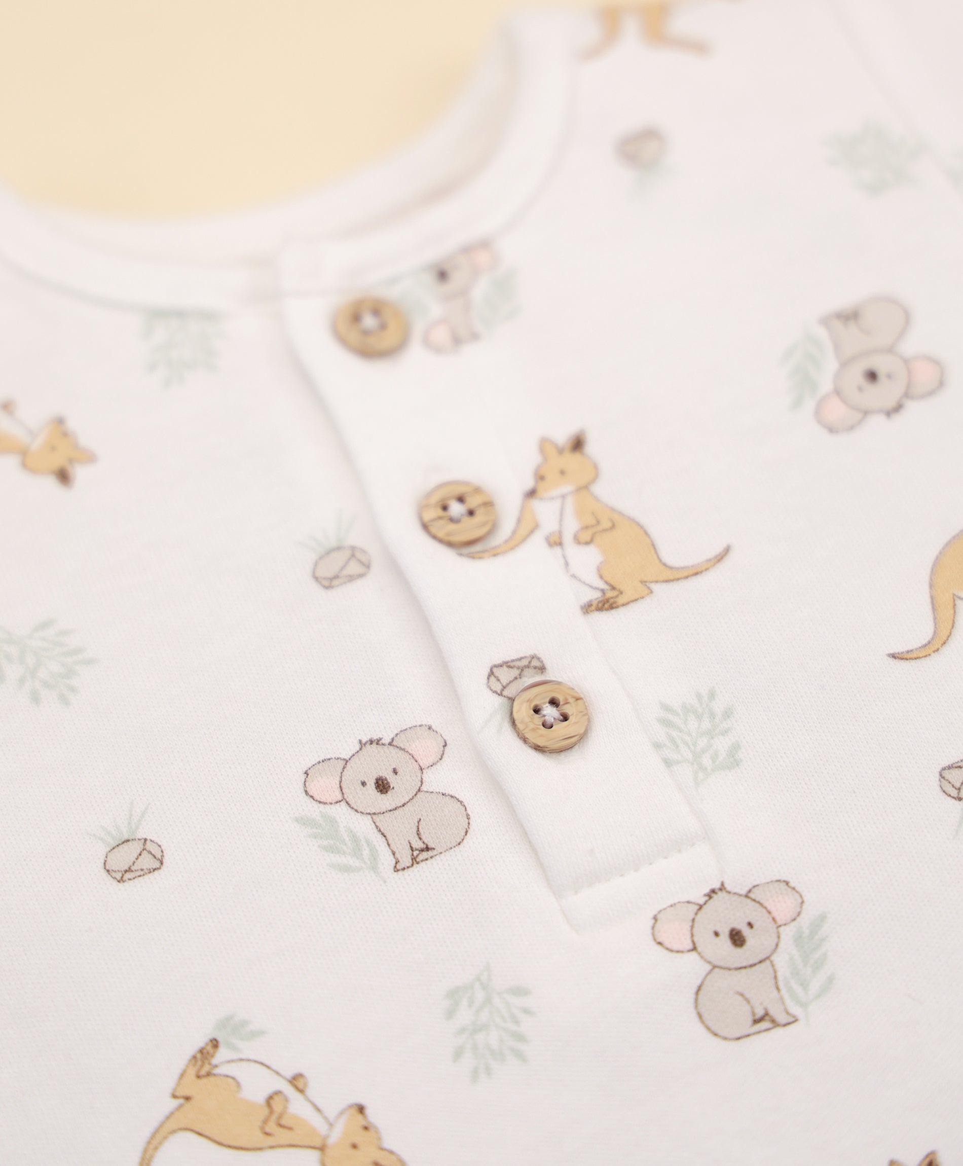 Comfy baby zip romper - Kangaroo & Koala