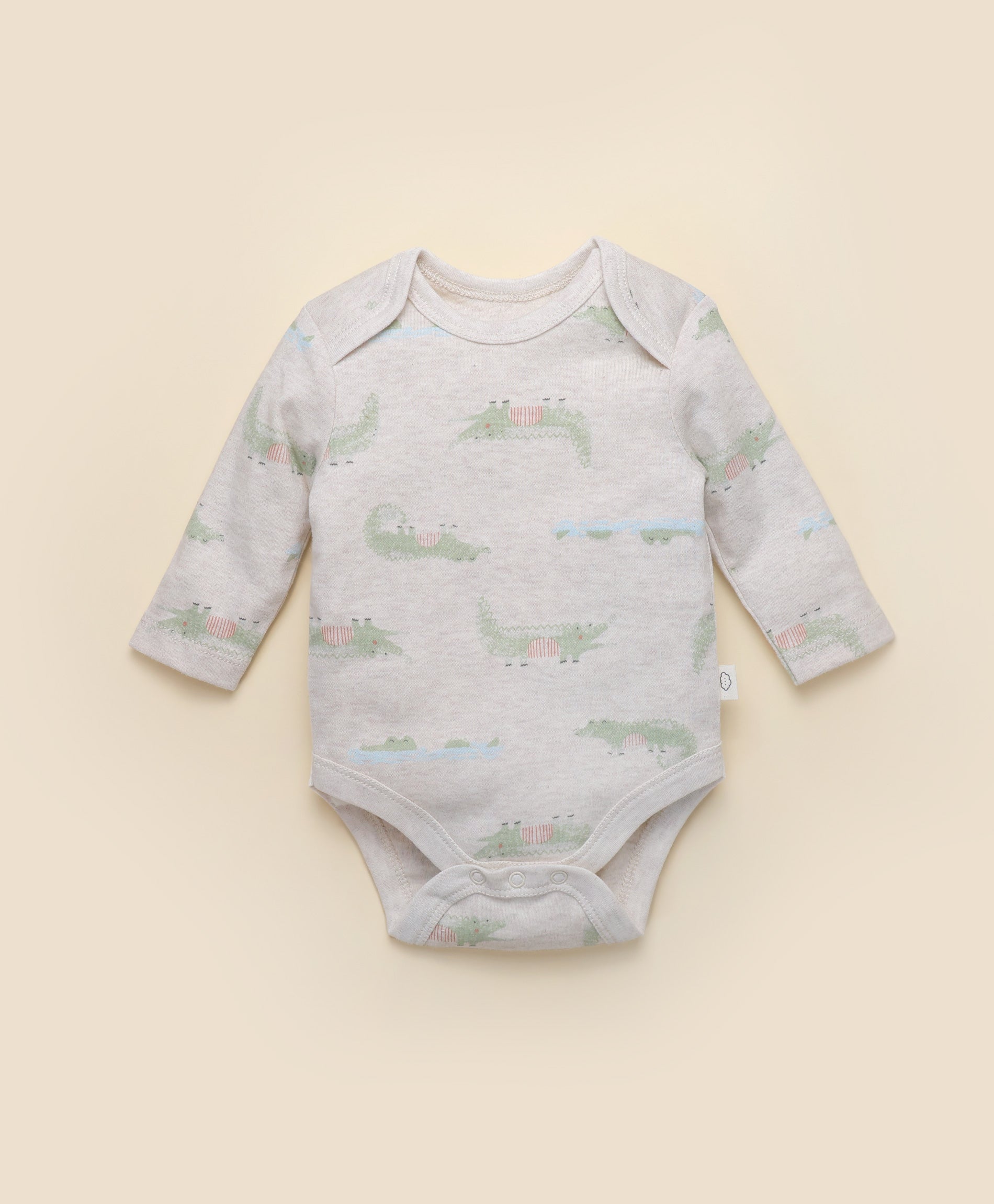 Long sleeve baby bodysuit - Heather Cream Crocs – Lūmmi in Colour