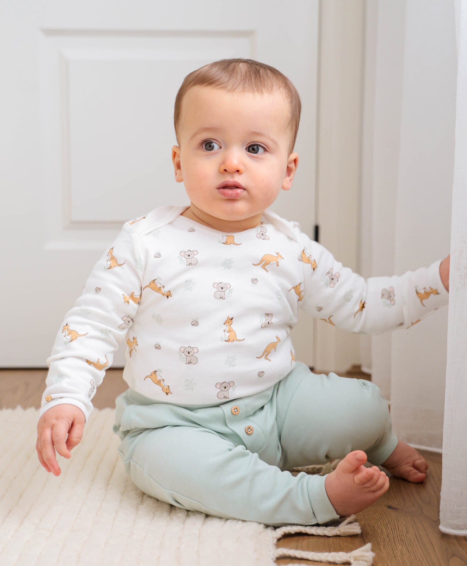 Baby long sleeve bodysuit - Kangaroo & koala