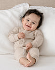 Comfy Baby Zip Growsuit - Heather Oat Lummi in Colour Babywear