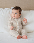 Comfy Baby Zip Growsuit - Oat stripes Lummi in Colour Babywear