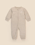 Comfy Baby Zip Growsuit - Heather Oat Lummi in Colour Babywear